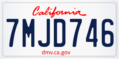 CA license plate 7MJD746