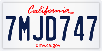 CA license plate 7MJD747