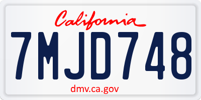 CA license plate 7MJD748