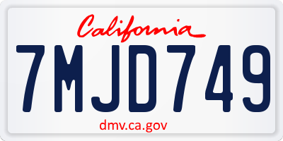 CA license plate 7MJD749
