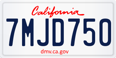 CA license plate 7MJD750