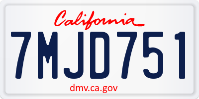 CA license plate 7MJD751