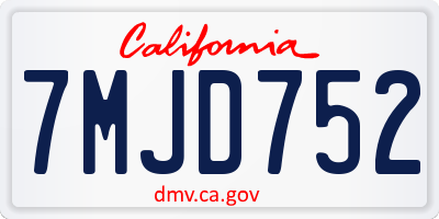 CA license plate 7MJD752