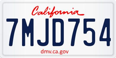 CA license plate 7MJD754