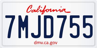 CA license plate 7MJD755