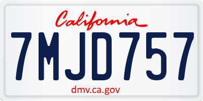 CA license plate 7MJD757