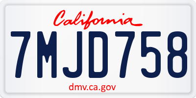 CA license plate 7MJD758