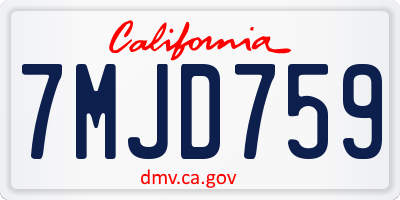 CA license plate 7MJD759