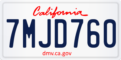 CA license plate 7MJD760