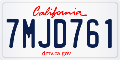 CA license plate 7MJD761