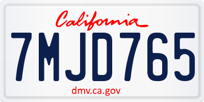 CA license plate 7MJD765