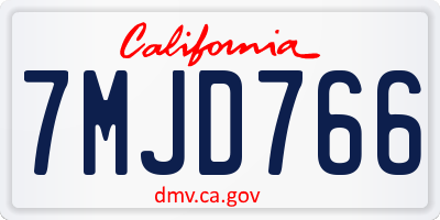CA license plate 7MJD766