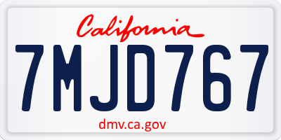 CA license plate 7MJD767