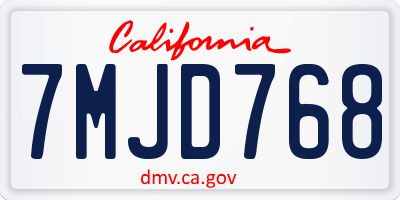 CA license plate 7MJD768