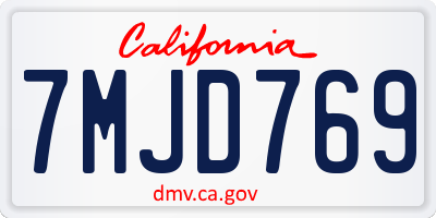 CA license plate 7MJD769