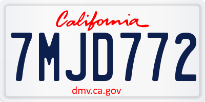 CA license plate 7MJD772