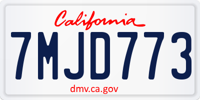 CA license plate 7MJD773