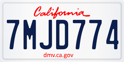 CA license plate 7MJD774