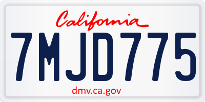 CA license plate 7MJD775