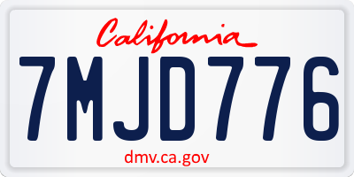 CA license plate 7MJD776