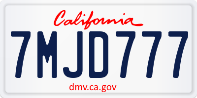 CA license plate 7MJD777