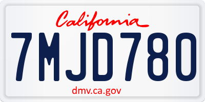 CA license plate 7MJD780