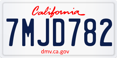 CA license plate 7MJD782