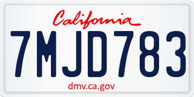 CA license plate 7MJD783