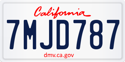 CA license plate 7MJD787