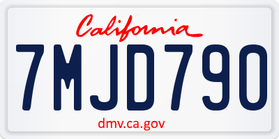 CA license plate 7MJD790