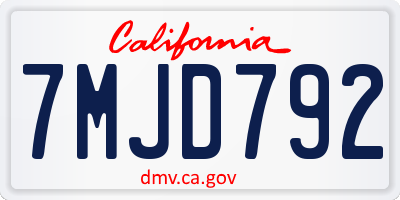 CA license plate 7MJD792