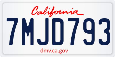 CA license plate 7MJD793