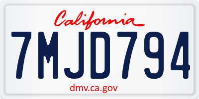 CA license plate 7MJD794