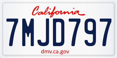 CA license plate 7MJD797