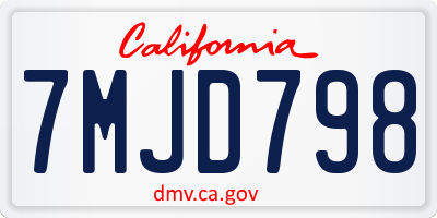 CA license plate 7MJD798