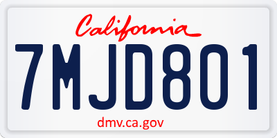CA license plate 7MJD801