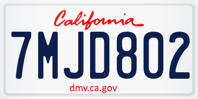 CA license plate 7MJD802