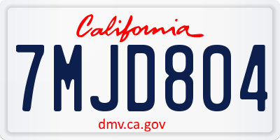 CA license plate 7MJD804