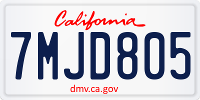 CA license plate 7MJD805
