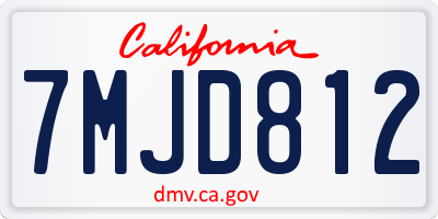 CA license plate 7MJD812