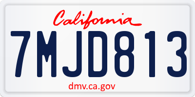 CA license plate 7MJD813
