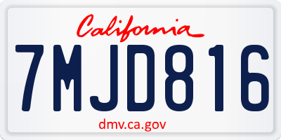 CA license plate 7MJD816