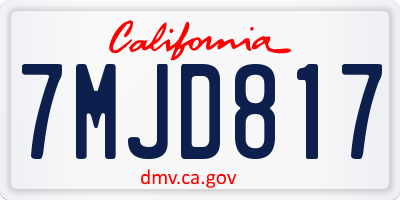 CA license plate 7MJD817