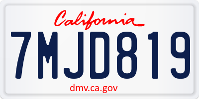 CA license plate 7MJD819