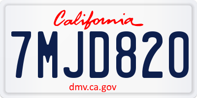 CA license plate 7MJD820