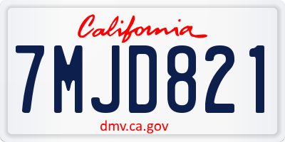 CA license plate 7MJD821