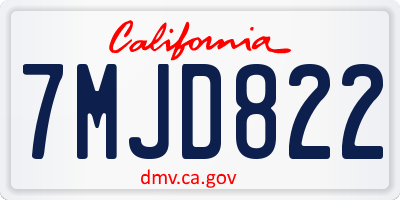 CA license plate 7MJD822