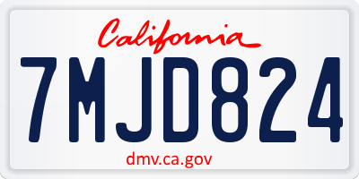 CA license plate 7MJD824