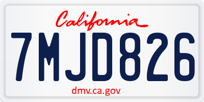 CA license plate 7MJD826