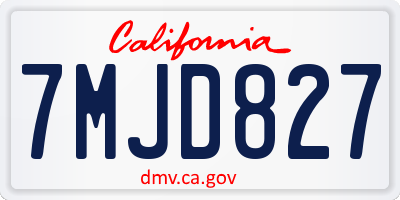 CA license plate 7MJD827